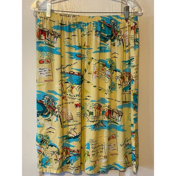 Holly Lane Women's Yellow Sea Shore Postcard Print Lightweight Skirt Size Large - Picture 5 of 8